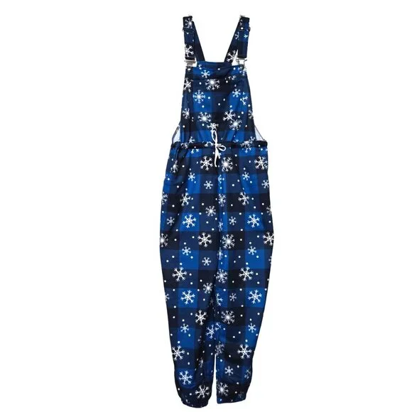 Women Overall Pajamas XS Warm Soft Knit Après Ski Snowflake Blue White NWT